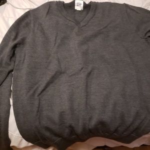 Dark Grey Merino Wool V Neck
